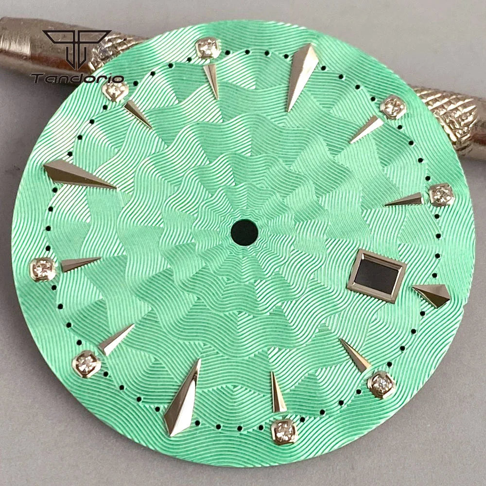 35mm Watch Dial Multicolor Texture Face Date Window Fit NH35 Automatic Watches Sword Hands Set Wristwatch Accessories Mod Parts
