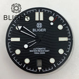 31mm seamaster Wave Watch Dial Hand Set 6 O'clock Date Window Black White Blue Green Fit NH35 Movement Luminus