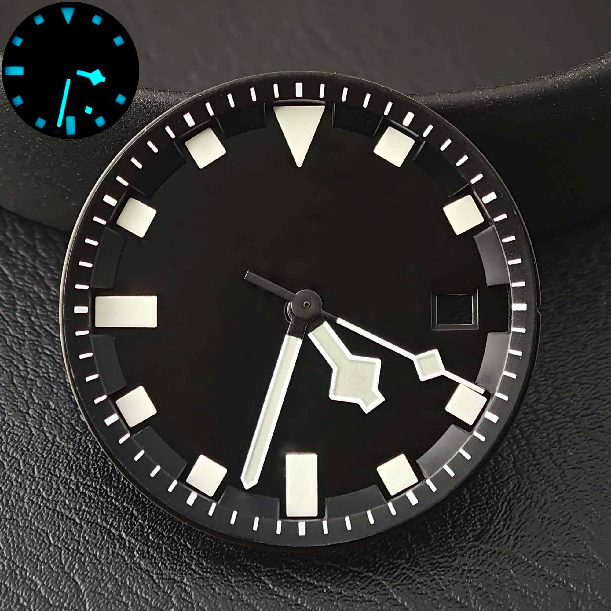 Miyota 8215 dial 31.8mm blue-green luminous dial/hands, suitable for dial replacement of 8215 automatic mechanical movement