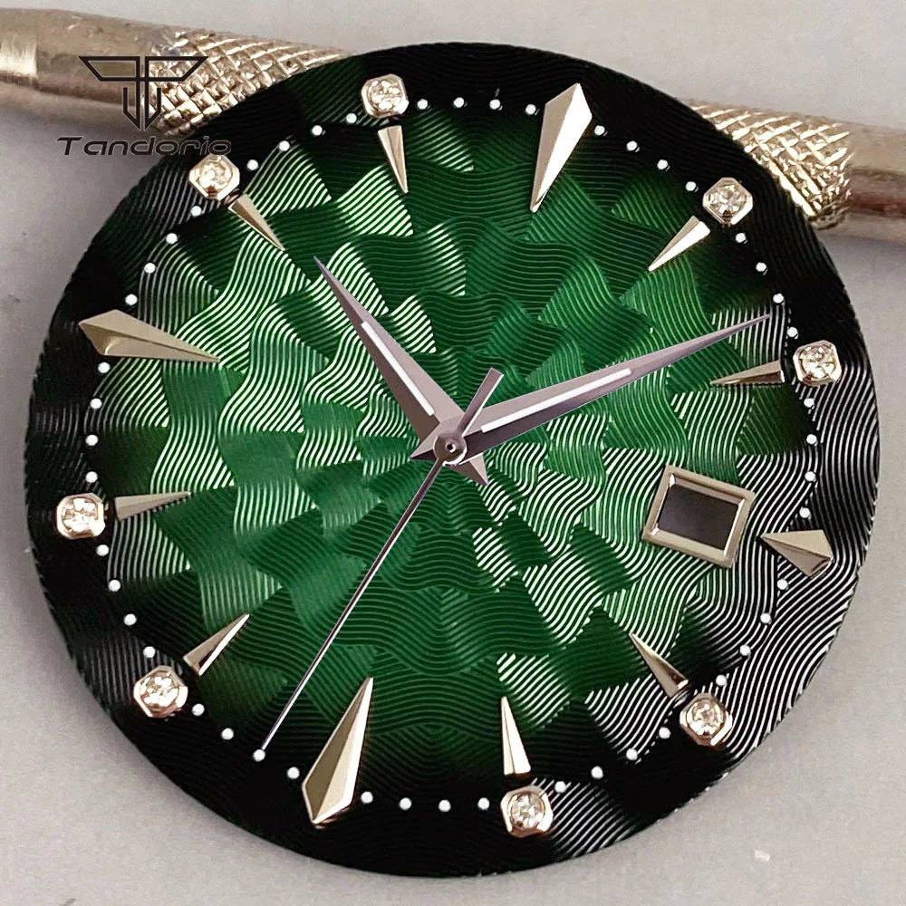 35mm Watch Dial Multicolor Texture Face Date Window Fit NH35 Automatic Watches Sword Hands Set Wristwatch Accessories Mod Parts