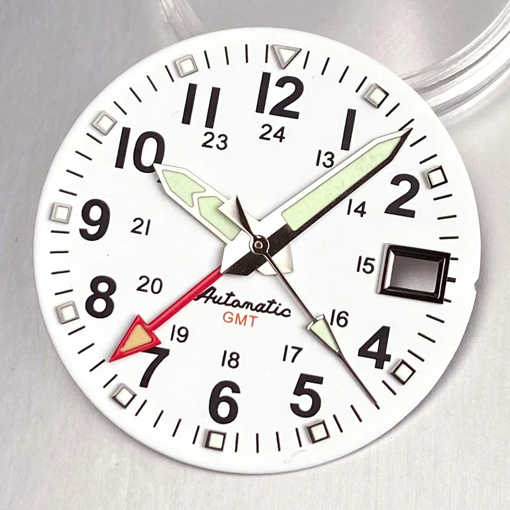 NH34 GMT Dial 29mm Mod black/white Watch Dial Face fit NH34 Automatic Movement Men Watches Part Accessories  Arabic numerals