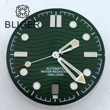 31mm seamaster Wave Watch Dial Hand Set 6 O'clock Date Window Black White Blue Green Fit NH35 Movement Luminus