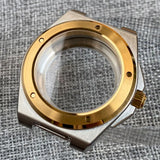 40mm Engineer Watch Case Glass back Solid back For  NH35 NH36 NH34 PT5000 ETA1824  Movement Bracelet Rubber strap Two tone gold