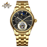 Flying Tourbillon Moon Phase Watch AESOP 7118 42mm Subsecond Automatic Skeleton Waterproof Sapphire