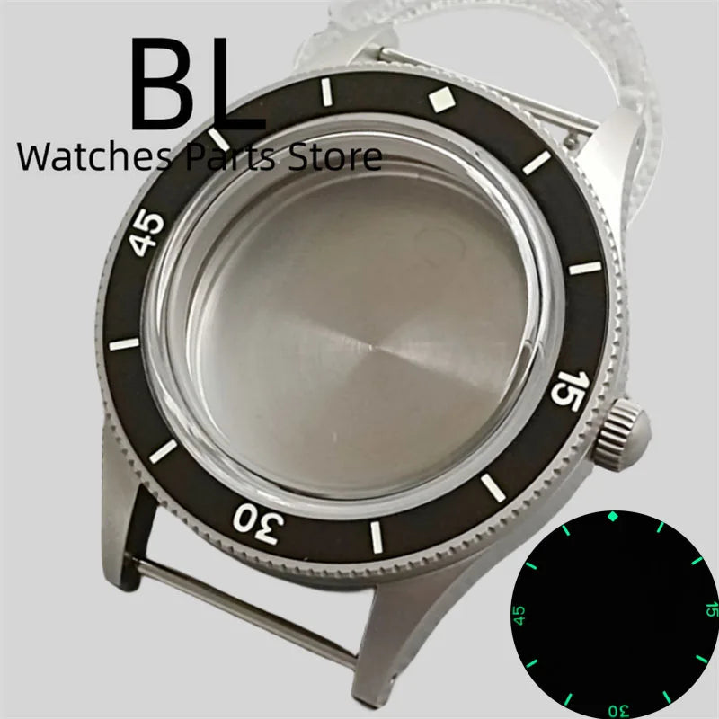 Miyota 9015 watch Case Fifty Fathoms 40mm Retro Domed Sapphire Luminous Bezel For NH35 NH36 NH34 ETA 2824 PT 5000 Miyota 9015 10bar