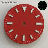 28.5mm NH35 double bar watch dial luminous grass green red dark blue yellow dial for NH35 automatic movement watch accessories can customize logo