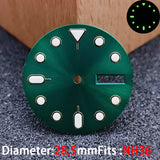 28.5mm Day-Date Dial for NH36 watch dial Green luminous Mod accessories parts 13 colors
