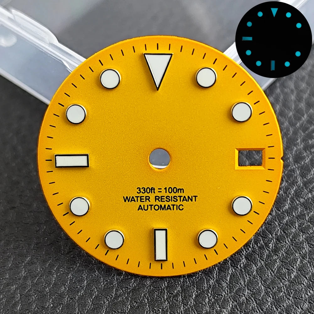 28.5mm blue lume NH35 NH34 Dial Single Calendar Submariner style with Hands Watches accessory