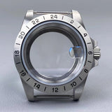 39mm EXP 24 Hour GMT Watch Case Fixed Bezel  Sapphire for NH35/NH36 Movement Frosted Steel Strip