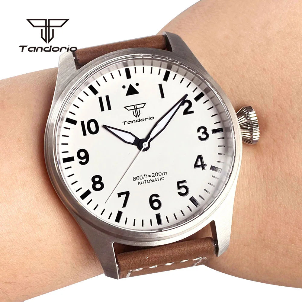 43mm Tandorio Big Pilot Watch TD144B NH35 PT5000 Automatic 20BAR  Sapphire Luminous