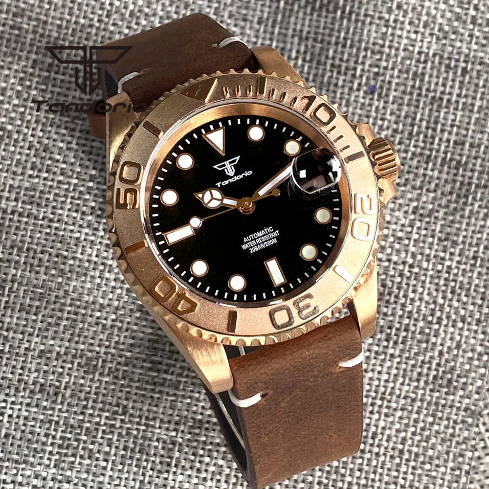 Tandorio TD232B Solid CUSN8 Bronze Watch NH35A PT500040mm Sapphire Submariner Yachtmaster