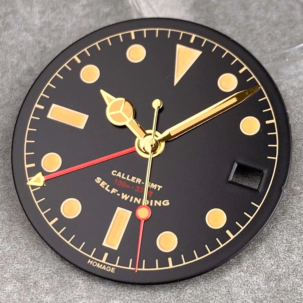 29mm Black White Luminous coating GMT Watch Dial fit NH34 NH34A GMT Automatic Mechanical Men Watch Accessories