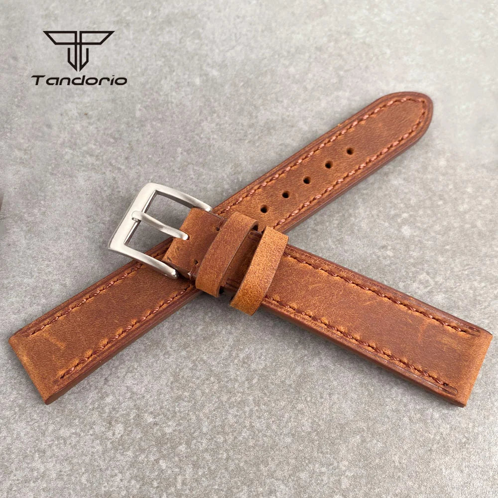 18mm Leather Watchband Vintage Brown Watch Strap Pin Buckle Unisex Wristwatch Accessories Spare Parts Replacements