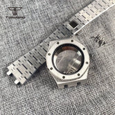 42mm ロイヤルオーク APケース ステンレススチール ブラッシュド オクタゴンウォッチケース ブレスレット ガラスバック チャプターリング サファイアガラス NH35 NH36 自動巻きムーブメント搭載