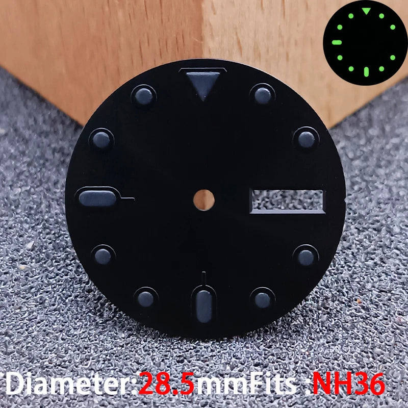 28.5mm Day-Date Dial for NH36 watch dial Green luminous Mod accessories parts 13 colors