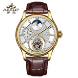 Flying Tourbillon Moon Phase Watch AESOP 7118 42mm Subsecond Automatic Skeleton Waterproof Sapphire