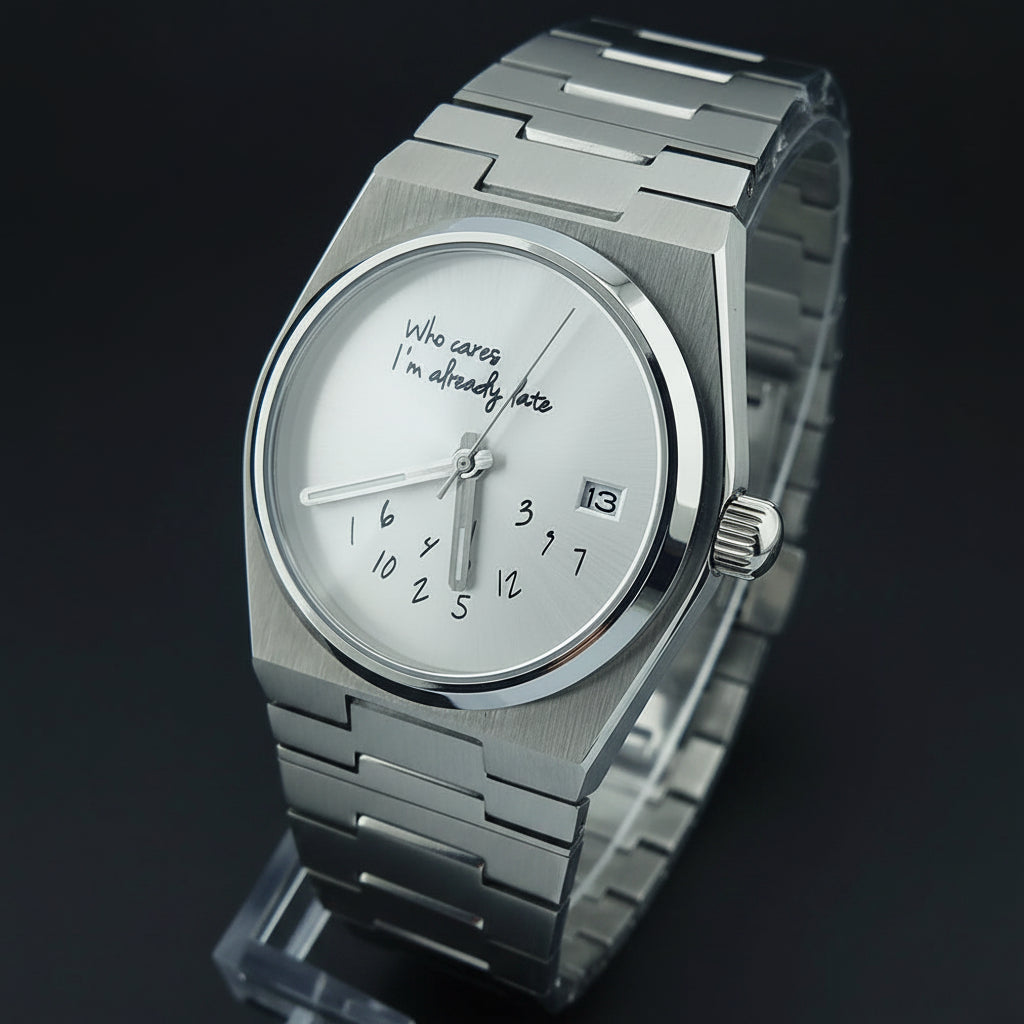 Special Dial PRX Watch nh35 Who cares i'm already late Sapphire