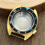 41mm Gold PVD Captain Willard Watch Case Domed Sapphire Tuna Turtle for Seiko MOD NH35 NH36 NH34 4R36 Movts Abalone Screw Crown