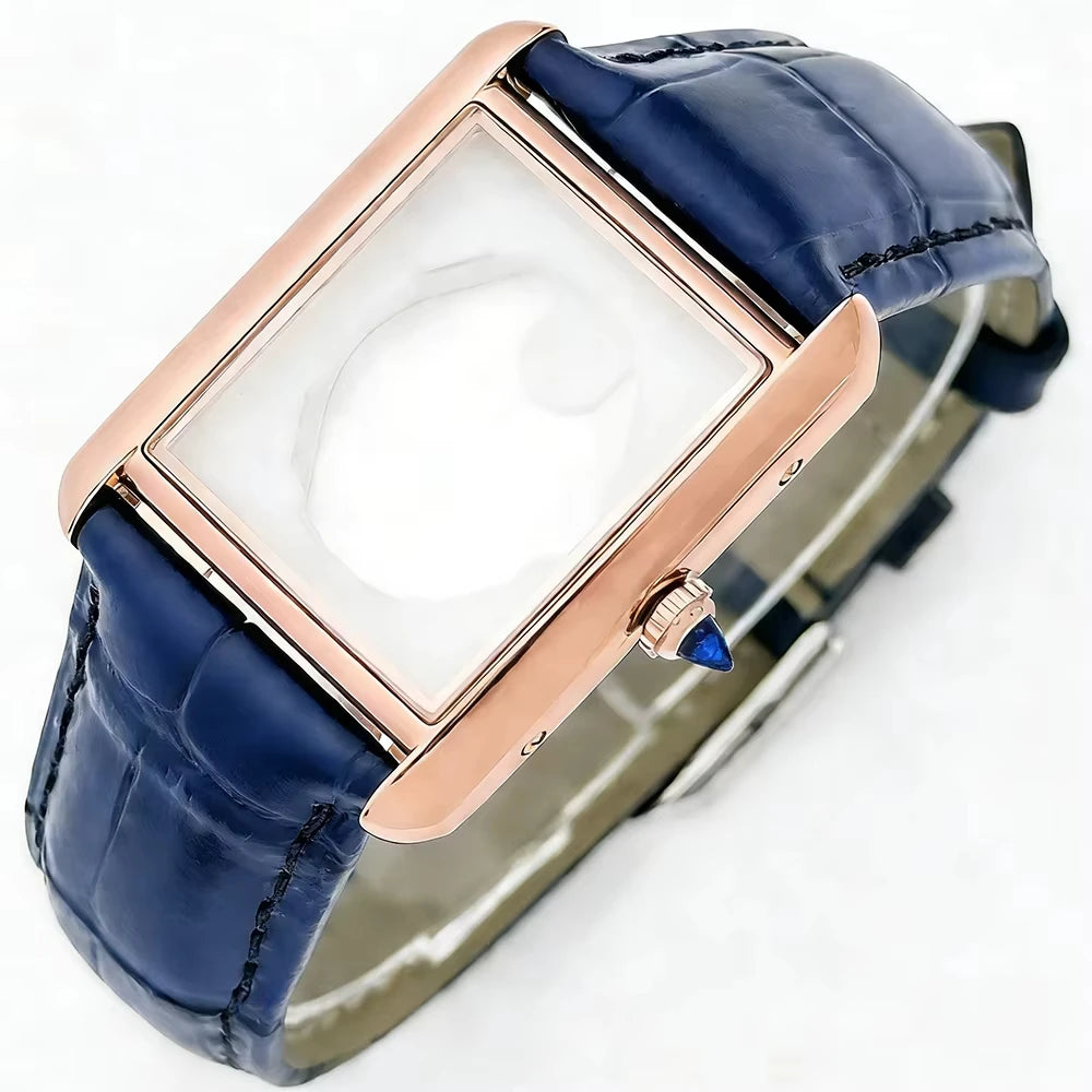 Women Tank Watch Case Roman Markers 27*35mm No Logo For Seiko VJ24 Quartz Movement Mod Parts
