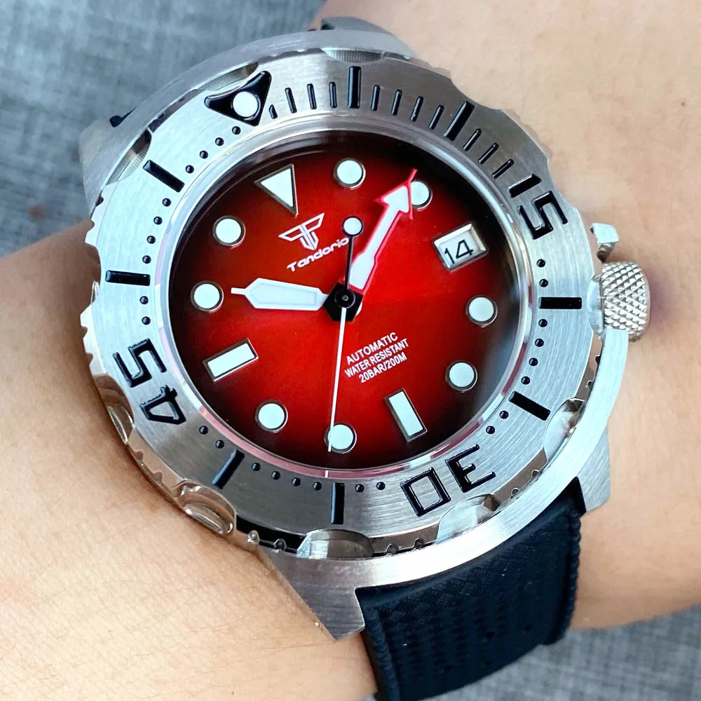 42mm Monster Dive Watch Tandorio TD254K 20Bar NH35A Men Automatic AR Sapphire 3.8 o'clock Crown