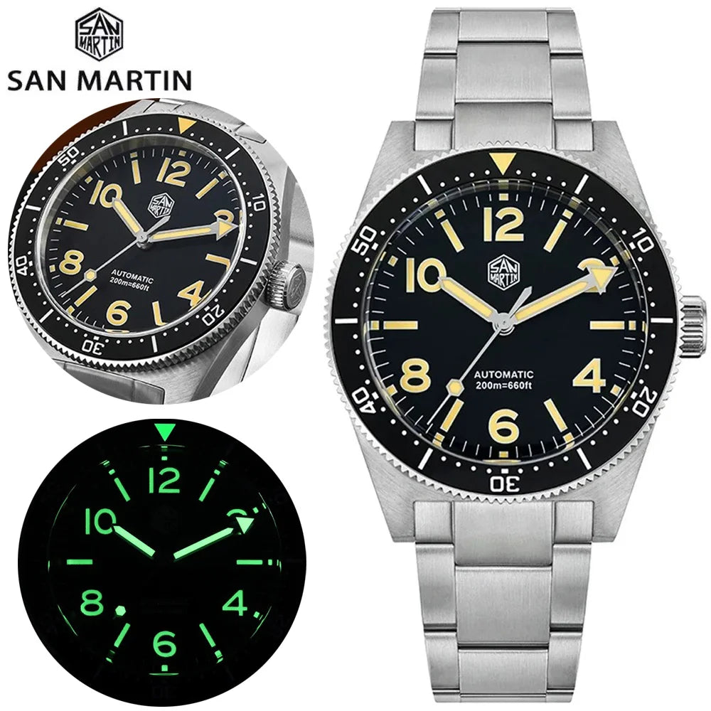 San Martin SN0139 62mas Dive Watch 120 Clicks NH38 Automatic Movement Sapphire C3 Luminous 39mm 20bar