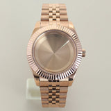 Rose Gold Datejust Watch Case Two Tone Rose Gold Case 39mm 36mm Fluted Sapphire Crystal For Seiko NH35 NH36 NH38 NH34 Miyota 8215 Movement 28.5 Dial