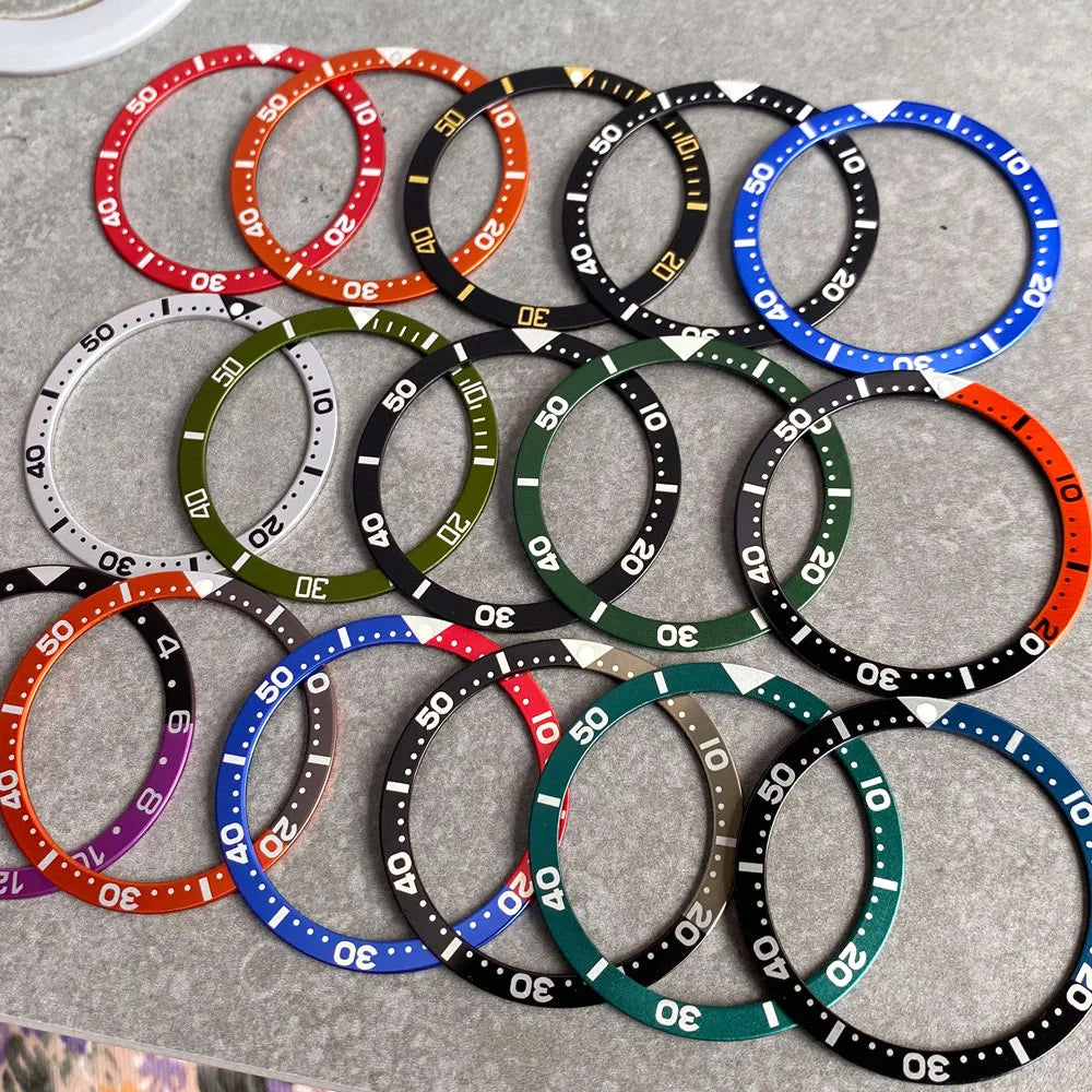SKX007  bezel 38mm*31.5mm Watch Bezel Black/Blue/Green/Orange Aluminum Alloy Insert