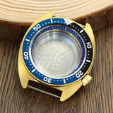 41mm Gold PVD Captain Willard Watch Case Domed Sapphire Tuna Turtle for Seiko MOD NH35 NH36 NH34 4R36 Movts Abalone Screw Crown