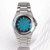 Tandorio Men Mechanical Watch Blue Teacup Pattern Date Face Sapphire Crystal Glass 100m Waterproof NH35 Automatic Movement Lume