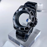 PVDブラックサブウォッチケース40mm NH35ステンレススチールサファイアガラスケース合金/セラミックベゼルリローデッド28.5mm日付ダイヤルアクセサリー