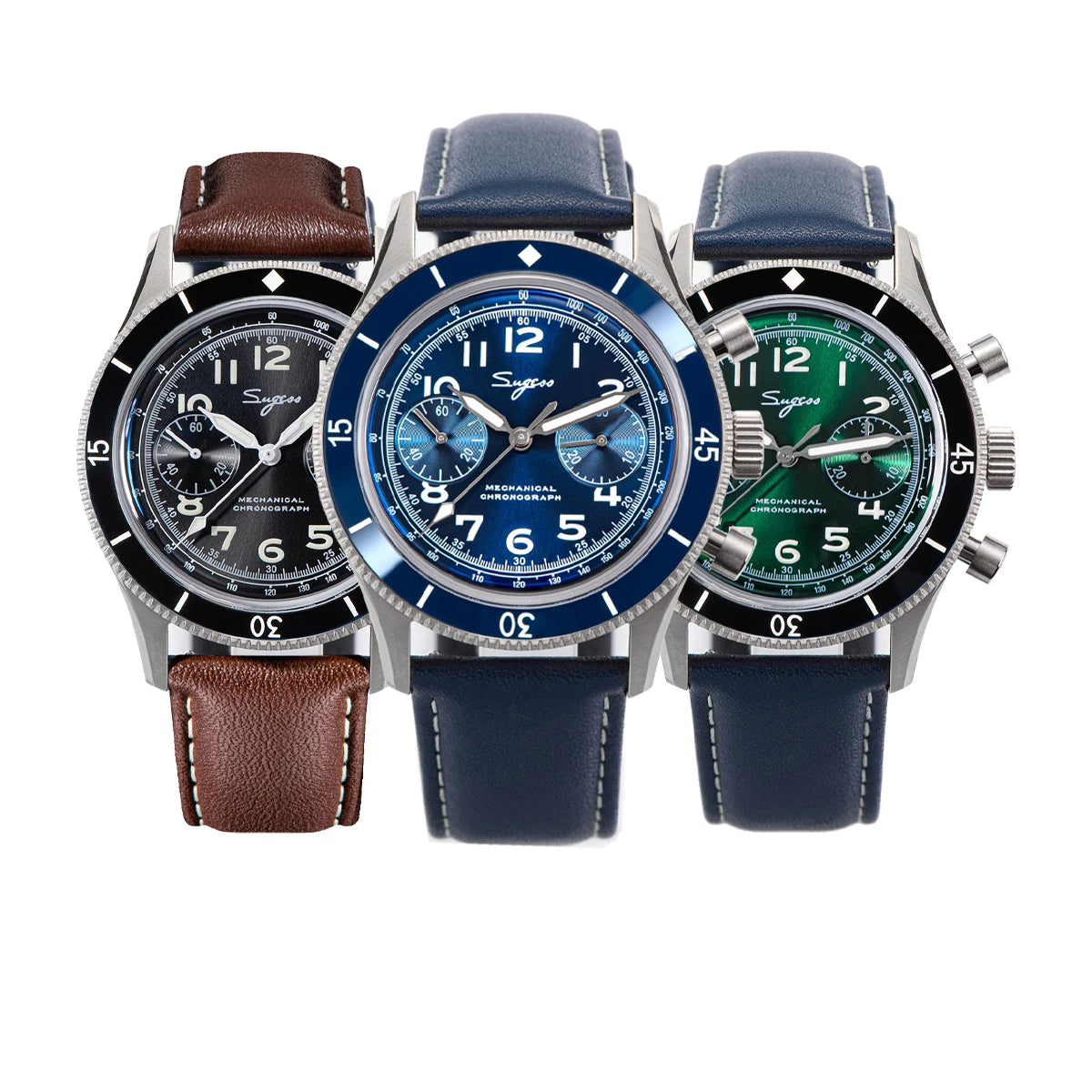 Fifty Fathoms Mod Sugess S423 Seagull ST1901 Chronograph Sapphire Italian Leather 42MM