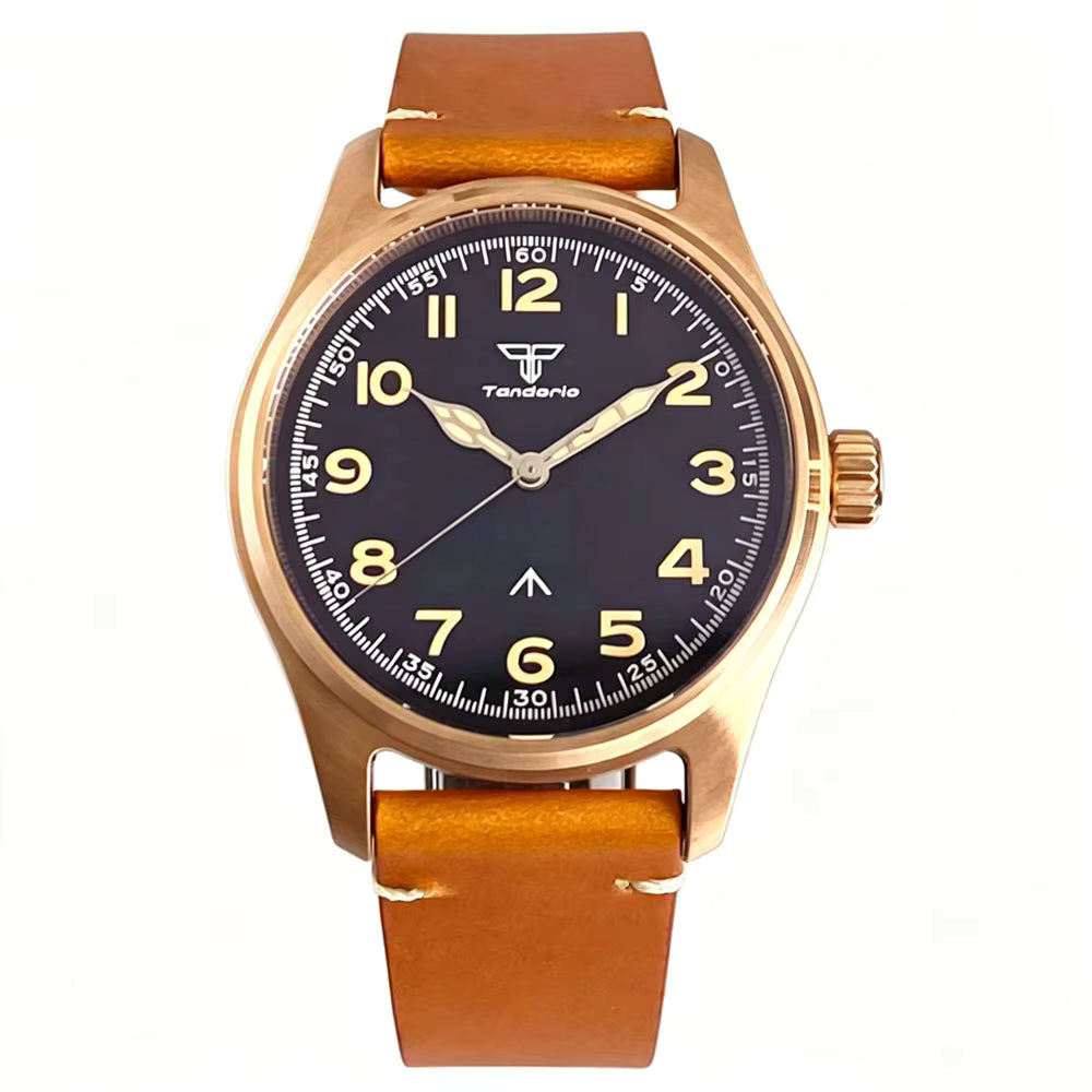 39MM Vintage Bronze Pilot Watch Real Cusn8 Tandorio TD131P Japan NH35A Miyota8215 PT5000 Automatic 20Bar Sapphire