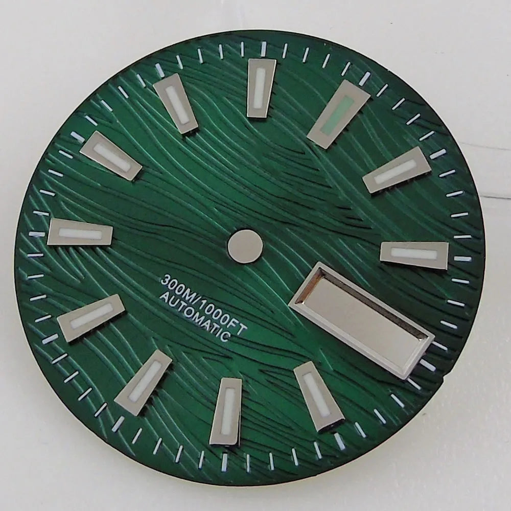 29mm Sterile Black Green Blue Grey Watch Dial Date Day Window Fit NH36A Movement Luminous Hands High Quality Parts