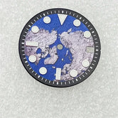 28.5mm Watch Dial DIY Earth Surface with Green Luminous Single Calendar Window Watch Faces Watch Accessories for NH35 Movement