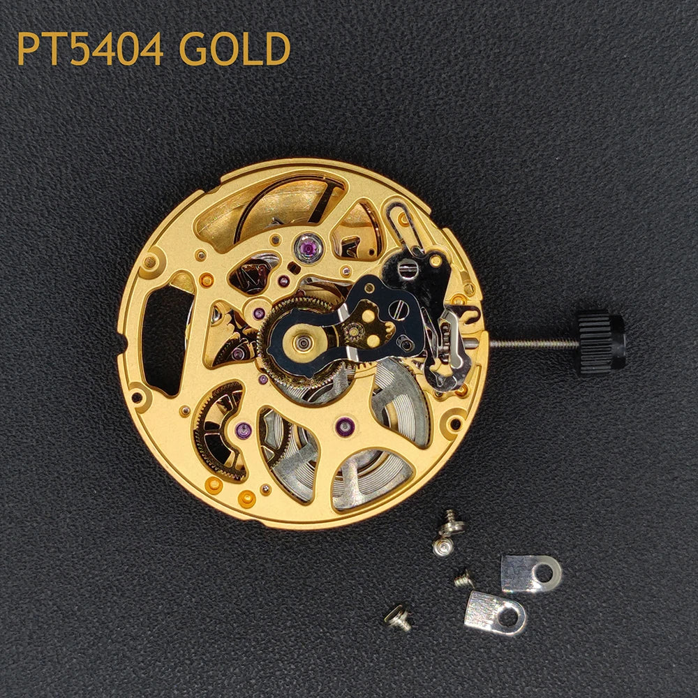 Genuine HK PT5404 Automatic Mechanical Movement Gold Skeleton Self-winding High Quality Golden Silver Version