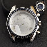 40mm Speedmaster Watch Case Stainless Steel  For VK63 VK64 Chronograph Quartz Movement Mineral Moon Foorprint Sterile Caseback
