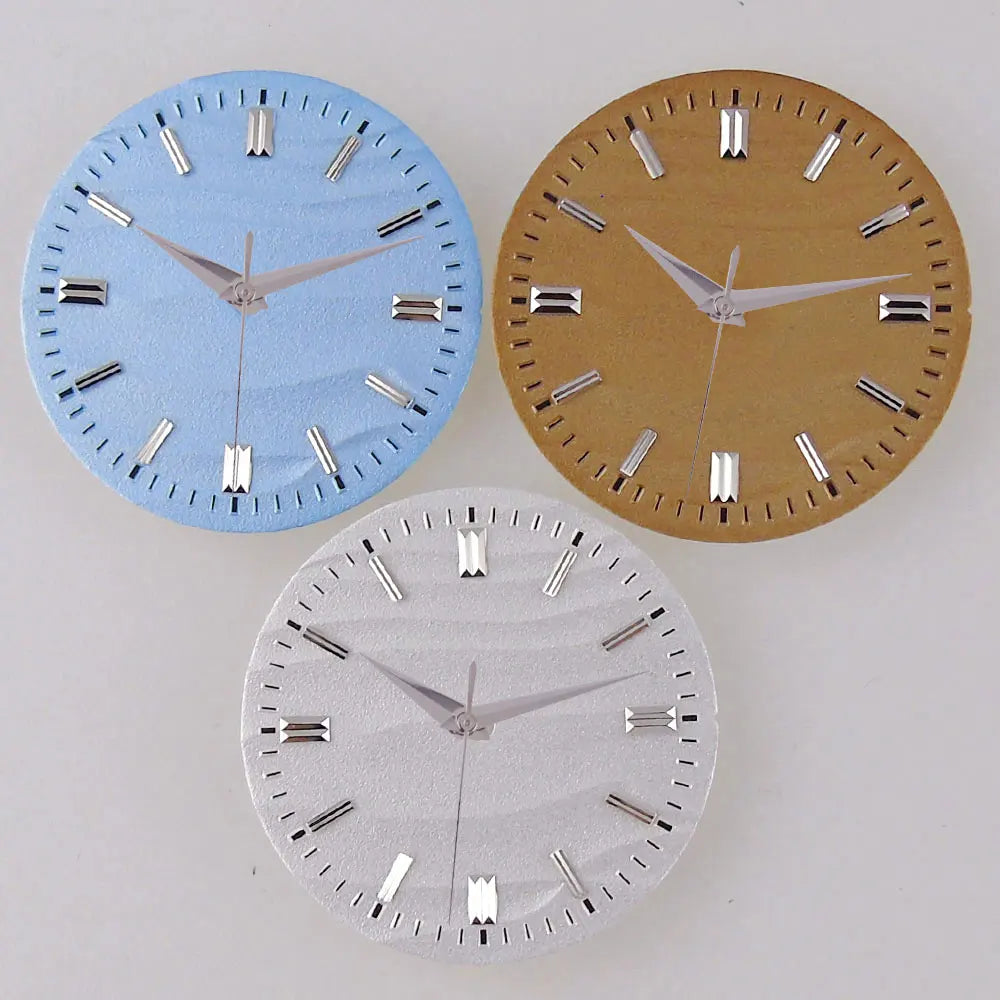 Double bar no date window Nologo 29mm Sand Dune Watch Dial Plate for NH35 NH36 ETA2824 PT5000 ST2130 Silver Hand no date  Watch Parts for Diver Watch Mod