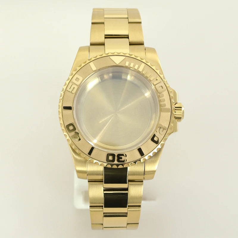 40MM PVD Gold Submariner Watch Case  GMT Yacht Master Polish Strap Sapphire Glass For NH35 NH36 NH34 NH38 Miyota 8215 Eta 2824 GMT SUB Yacht 20ATM waterproof