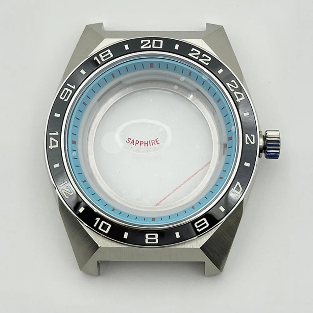 44.5mm GS Tokyo Lion Watch Case 24hours Lume Ceramic Watch Bezel  Fit 32.5mm Dial Sapphire Crystal  For Seiko NH35/36/4R Automatic Movement Mod Parts