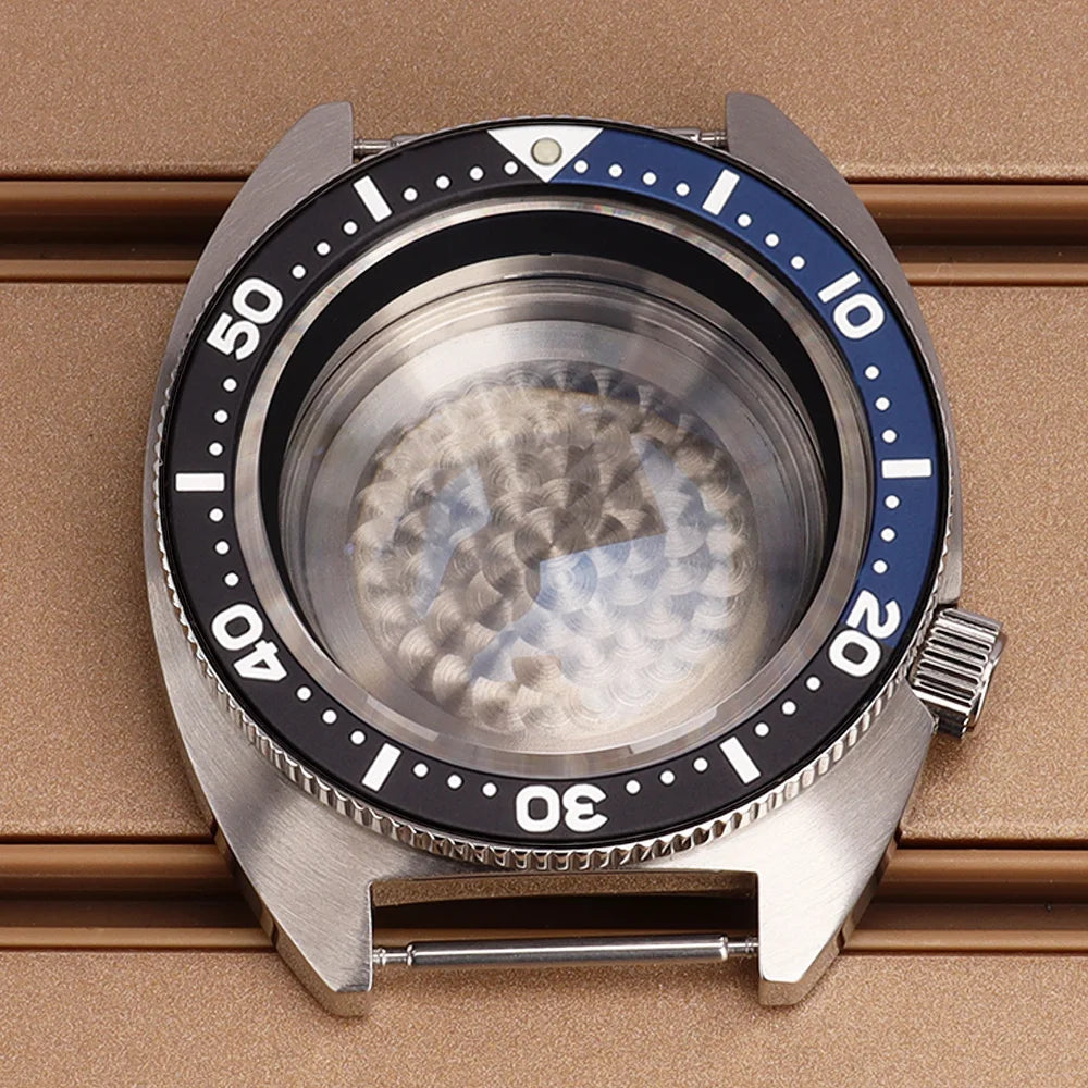 41mm Mod Turtle Watch Case Sapphire Glass Waterproof For Abalone/tuna mouth Captain Willard TMI NH35 NH36 NH38 4R Movement Stainless Steel Watch Accessories