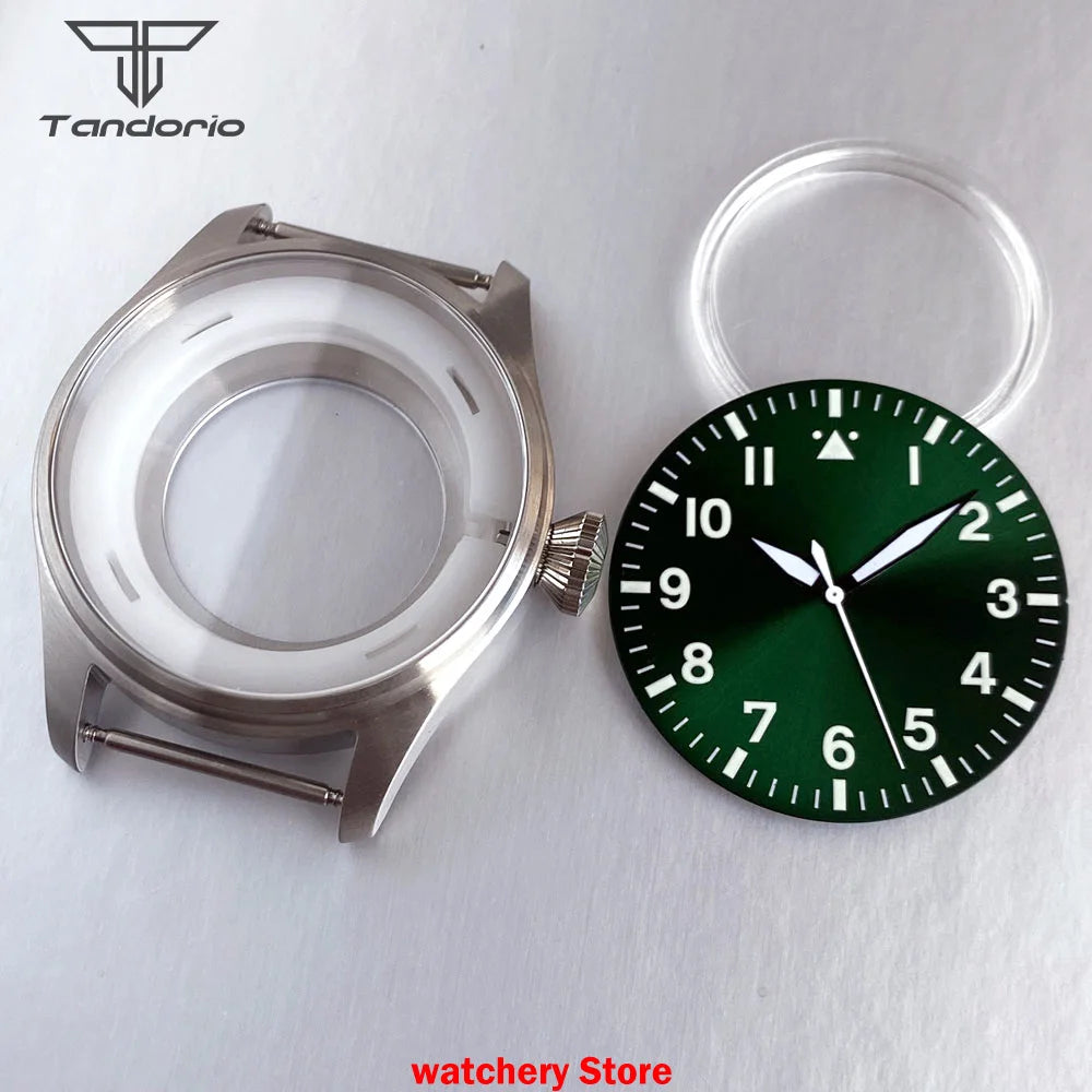 43mm Pilot Watch Case 38mm Dial for NH34 NH35 NH36 NH38 ETA2824 PT5000 ST2130 Movement Sapphire Glass 20ATM  Glass Back