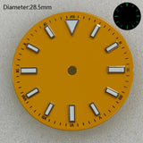 28.5mm NH35 double bar watch dial luminous grass green red dark blue yellow dial for NH35 automatic movement watch accessories can customize logo