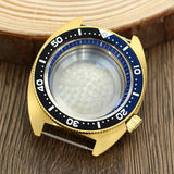 41mm Gold PVD Captain Willard Watch Case Domed Sapphire Tuna Turtle for Seiko MOD NH35 NH36 NH34 4R36 Movts Abalone Screw Crown