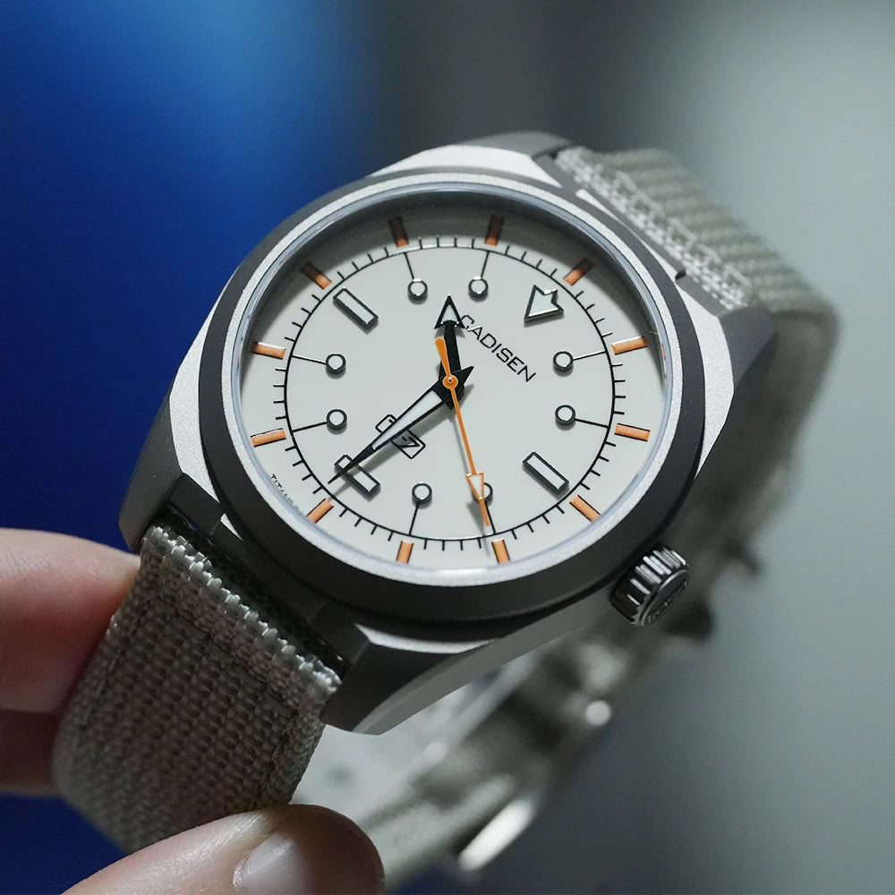Miyota 8215 Titanium Watch 40mm CADISEN TI-7 Automatic Luminous 10Bar AR Sapphire