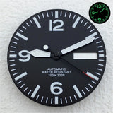 Full Luminous Dial 29mm dial Black White Dial With Hands Fit NH34 NH35 NH36 Movement Green Luminous Watch parts