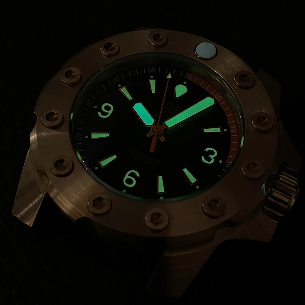 STEELDIVE SD1948S Bronze Diver 44.5mm  C3 Green Luminous 1000M Waterproof Mens NH35  sapphire