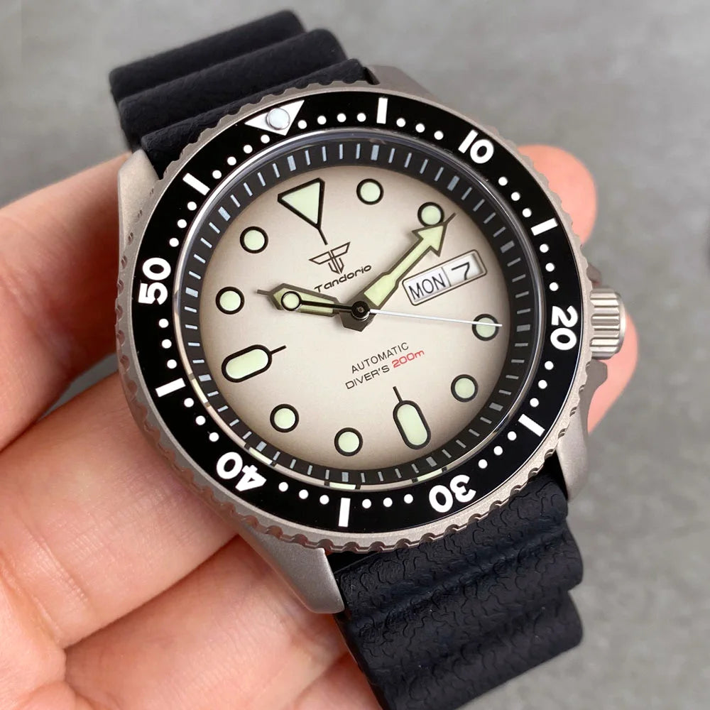 Tandorio Ti-2 Titanium Skx TD251 Automatic Diver Watch NH36 Sapphire 20BAR 41mm Ceramic