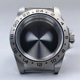 39mm EXP 24 Hour GMT Watch Case Fixed Bezel  Sapphire for NH35/NH36 Movement Frosted Steel Strip