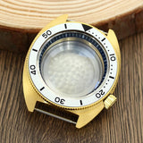 41mm Gold PVD Captain Willard Watch Case Domed Sapphire Tuna Turtle for Seiko MOD NH35 NH36 NH34 4R36 Movts Abalone Screw Crown