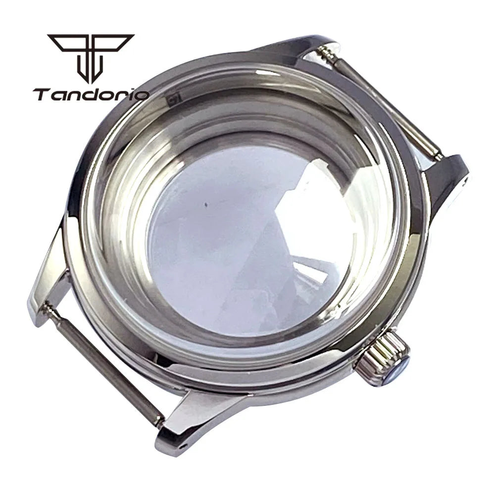 Tandorio Cocktail Mod Watch Case Domed Sapphire 40mm NH35 Automatic +33.5mm Dial Set Glass Back GS Style Accessary